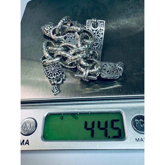 Estate Sterling Silver 925 "Blessed" Bracelet, 8” Length, Designer Sarda Scroll - Picture 10 of 10